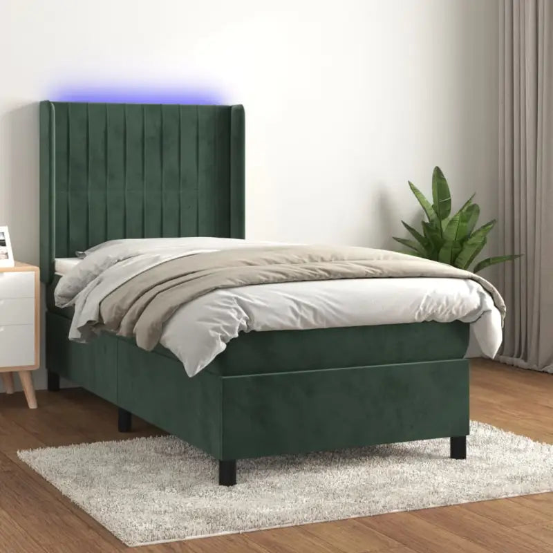 Lichtgrijs materiaal boxspring met schuim vulling voor een rustgevende slaap - Donkergroen / 80 x 200 cm / Verticale