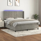 Lichtgrijs materiaal boxspring met schuim vulling voor een rustgevende slaap - Lichtgrijs / 180 x 200 cm / Blok