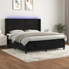 Lichtgrijs materiaal boxspring met schuim vulling voor een rustgevende slaap - Zwart / 160 x 200 cm / horizontale