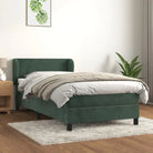 Lichtgrijs materiaal voor boxspringbed met schuim vulling en juiste afmetingen - Donkergroen / 90 x 190 cm / Effen