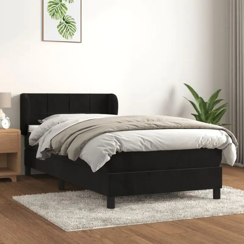 Lichtgrijs materiaal voor boxspringbed met schuim vulling en juiste afmetingen - Zwart / 100 x 200 cm / Blok