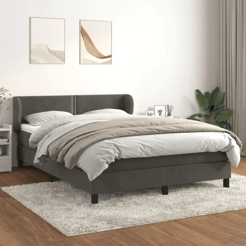 Lichtgrijs materiaal voor boxspringbed met schuim vulling en juiste afmetingen - Donkergrijs / 140 x 190 cm / Effen
