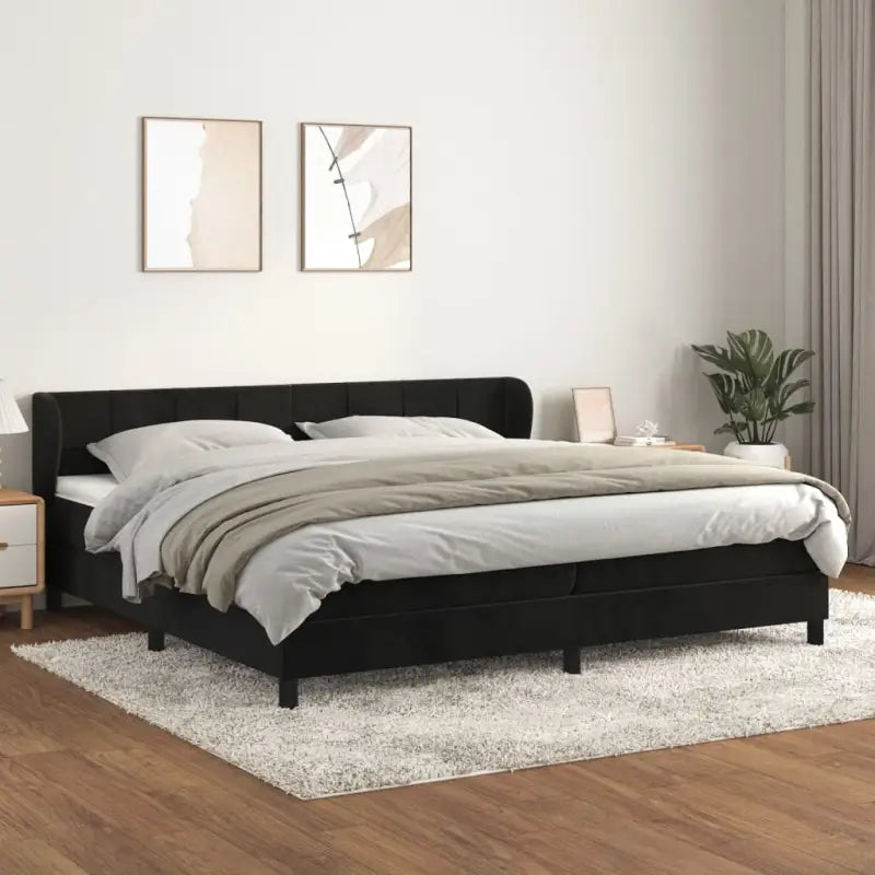 Lichtgrijs materiaal voor boxspringbed met schuim vulling en juiste afmetingen - Zwart / 200 x 200 cm / Blok