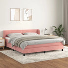 Lichtgrijs materiaal voor boxspringbed met schuim vulling en juiste afmetingen - Roze / 180 x 200 cm / horizontale