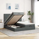 Lichtgrijs Ottomaanse Bed met ruime opbergruimte en comfortabel matras - Donkergrijs / 200 x 200 cm / knopen - Bedden &