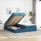 Lichtgrijs Ottomaanse Bed met Ruime Opbergruimte en Comfortabel Vulling - Donkerblauw / 160 x 200 cm - Bedden &
