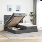 Lichtgrijs Ottomaanse Bed met ruime opbergruimte en comfortabel matras - Donkergrijs / 160 x 200 cm / Getuft ontwerp