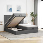 Lichtgrijs Ottomaanse Bed met ruime opbergruimte en comfortabel matras - Donkergrijs / 180 x 200 cm / Blok