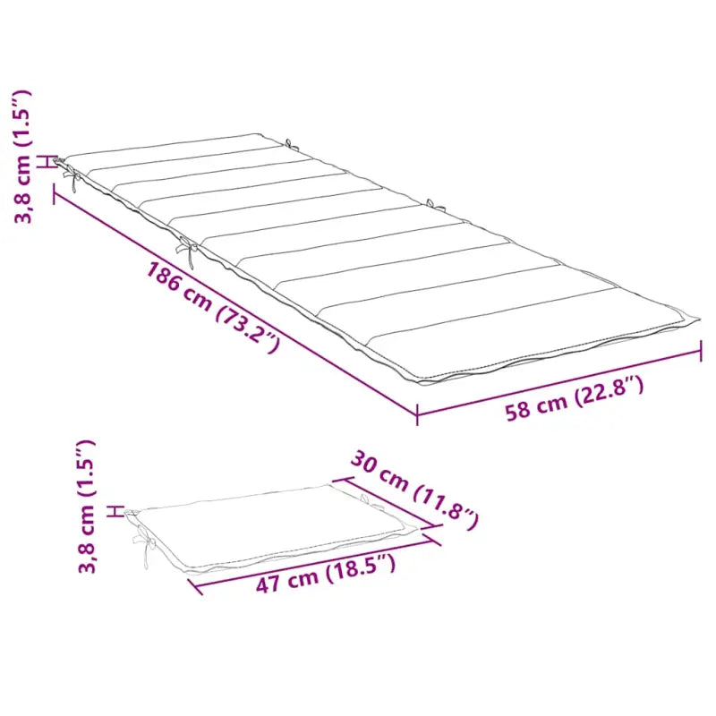 Ligbedkussen van oxford stof voor frisse uitstraling 186x58x4 - Stoelkussens