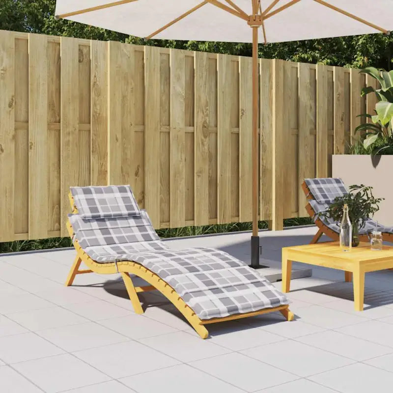 Ligbedkussen van oxford stof voor frisse uitstraling 186x58x4 - Grijs ruitpatroon / 1 - Stoelkussens