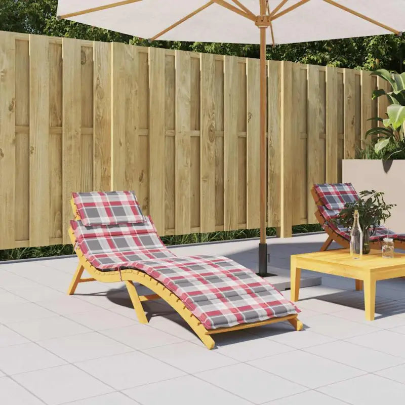 Ligbedkussen van oxford stof voor frisse uitstraling 186x58x4 - Rood ruitpatroon / 1 - Stoelkussens