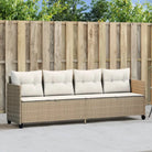 Ligstoel met comfortabele zitervaring en wasbare hoes in duurzaam PE-rattan - beige en crèmekleurig / 1 / zonder luifel