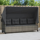 Ligstoel met comfortabele zitervaring en wasbare hoes in duurzaam PE-rattan - Grijs / 1 / met luifel - Ligstoelen