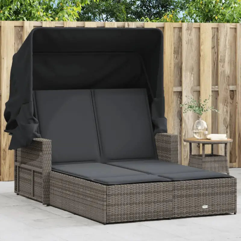 Ligstoel met poly rattan en uitschuifbare luifel voor comfortabele zitervaring - Grijs / 1 - Ligstoelen