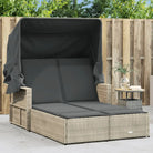Ligstoel met poly rattan en uitschuifbare luifel voor comfortabele zitervaring - Lichtgrijs / 1 - Ligstoelen