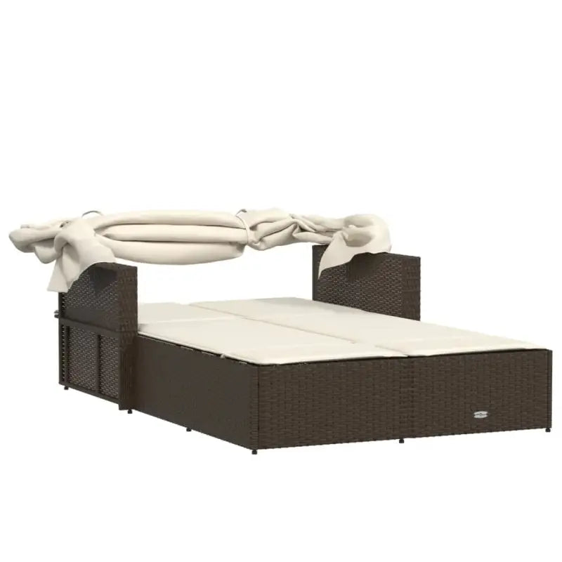 Ligstoel met poly rattan en uitschuifbare luifel voor comfortabele zitervaring - Ligstoelen