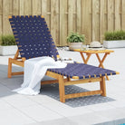 Ligstoel met verstelbare rugleuning van massief acaciahout voor ontspannen zonnen - Blauw / 1 / Met tafel - Ligstoelen