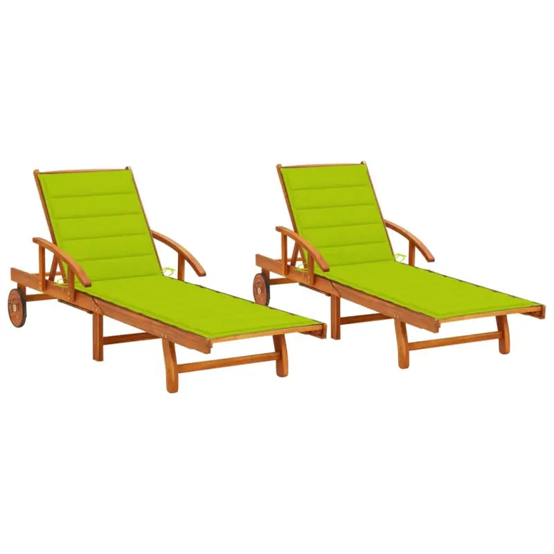 Ligstoel van massief acaciahout voor tuin en terras - Heldergroen / 1 / 2 ligbedden - Ligstoelen