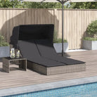 Ligstoel voor twee met poly rattan en uitschuifbare luifel voor comfortabele zitervaring - Grijs / 1 - Ligstoelen
