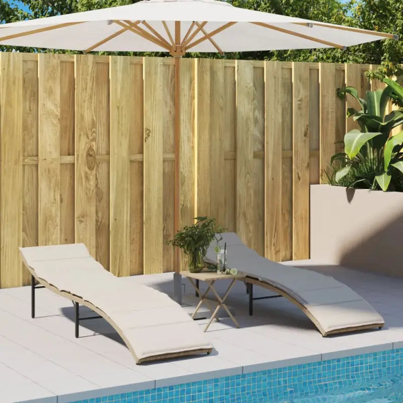 Ligstoelen met poly rattan voor een comfortabele zitervaring buiten - beige en crèmekleurig / 1 - Ligstoelen