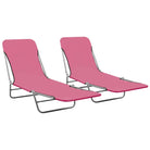 Ligstoelen met verstelbare rugleuning en oxford stof voor buitenplezier - Roze / 2 - Ligstoelen