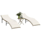 Ligstoelen met verstelbare rugleuning en poly rattan voor buitengebruik - Beige en grijs / 2 - Ligstoelen