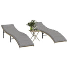 Ligstoelen met verstelbare rugleuning en poly rattan voor buitengebruik - beige en crèmekleurig / 2 - Ligstoelen