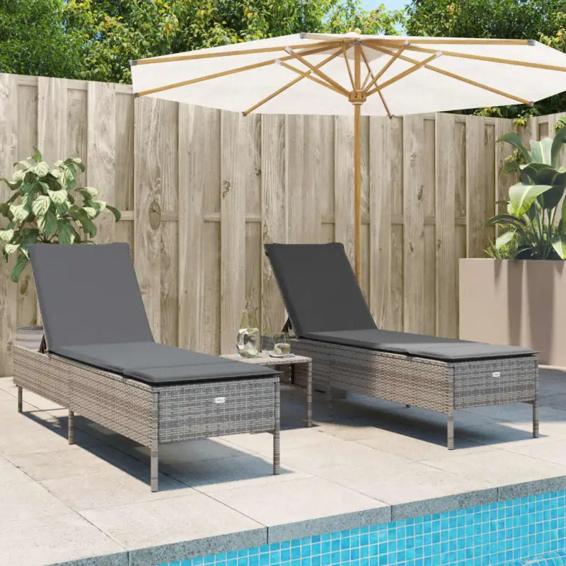 Ligstoelen set met poly rattan en comfortabele zitervaring - Grijs / 1 - Ligstoelen