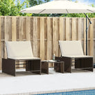 Ligstoelen van poly rattan met gemakkelijk schoon en gehard glas oppervlak - Bruin / 1 - Ligstoelen