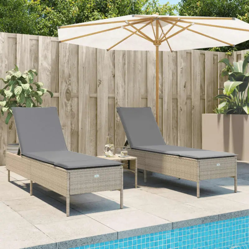 Ligtstoelen van poly rattan voor een comfortabele zitervaring met wasbare hoes - Beige en grijs / 1 / Dichtgeweven