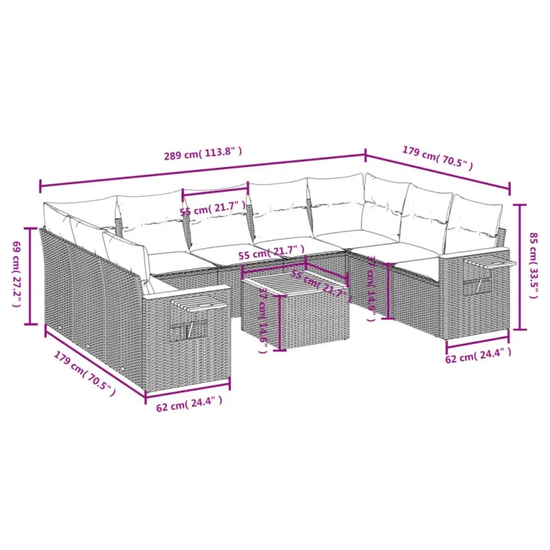 Lounge Dressoir Tuinset met zwart materiaal en gepoedercoat staal - Tuinsets