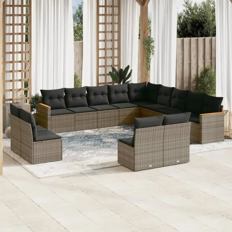 Lounge Loungeset van Gepoedercoat Staal met Beige Material voor Tuin - Grijs / Zonder tafel - Tuinsets