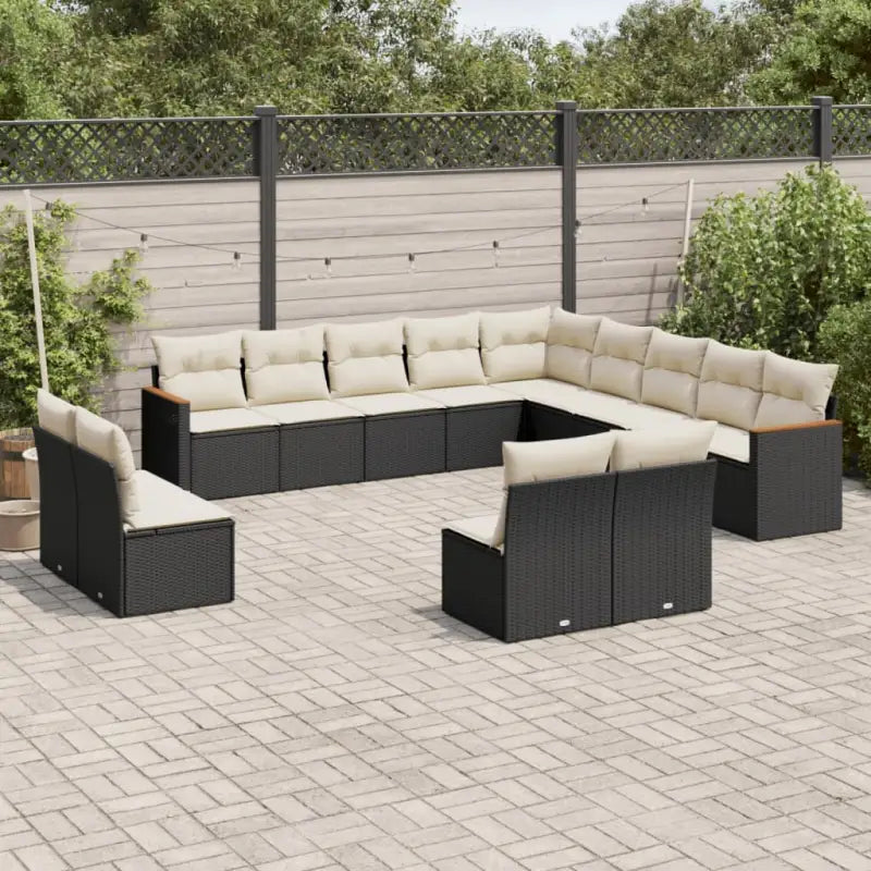 Lounge Loungeset van Gepoedercoat Staal met Beige Material voor Tuin - Zwart en crème / Zonder tafel - Tuinsets