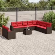 Lounge loungeset van poly rattan met bruin materiaal en gepoedercoat staal - Tuinsets