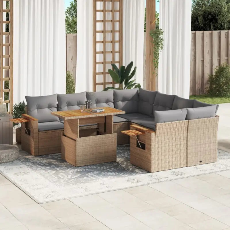 Lounge set in beige materiaal met gepoedercoat staal en comfortabele afmetingen - Tuinsets