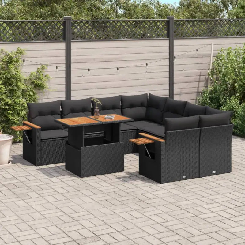 Lounge set in beige materiaal met gepoedercoat staal en comfortabele afmetingen - Zwart / zonder opbergruimte - Tuinsets