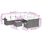Lounge set in zwart materiaal met gepoedercoat staal en afmetingen - Tuinsets