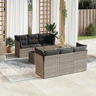 Lounge Set met Waterdichte Tas en Gepoedercoat Staal in Beige - Lichtgrijs / Tafel + 4x hoek + 2x midden - Tuinsets