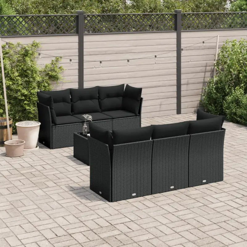 Lounge Set met Waterdichte Tas en Gepoedercoat Staal in Beige - Zwart / Tafel + 4x hoek + 2x midden - Tuinsets