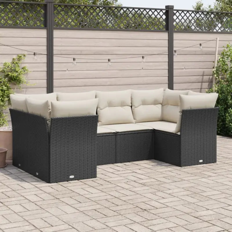 Lounge set met waterdichte tas en poly rattan voor tuin of terras - Zwart en crème - Tuinsets
