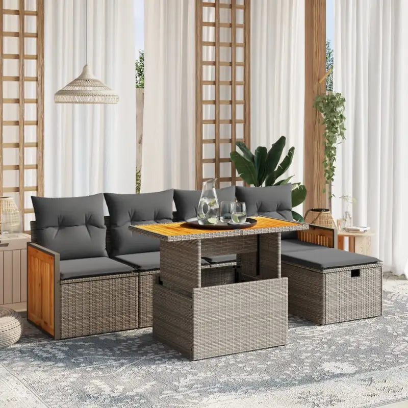 Lounge Tuinset in beige materiaal met gepoedercoat staal afmetingen - Grijs / zonder opbergruimte - Tuinsets
