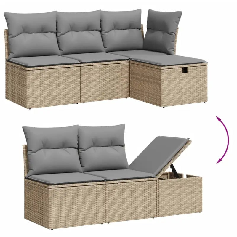 Lounge Tuinset in beige materiaal met gepoedercoat staal afmetingen - Tuinsets