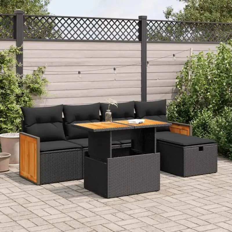 Lounge Tuinset in beige materiaal met gepoedercoat staal afmetingen - Zwart / met opbergruimte - Tuinsets