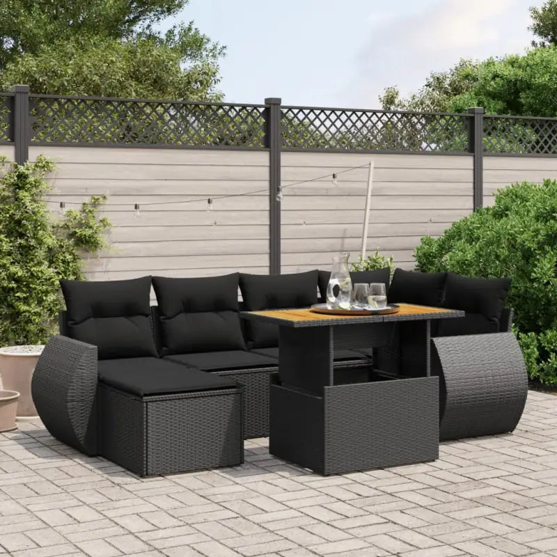 Lounge Tuinset in Beige Materiaal met Waterdichte Tas en Gepoedercoat Staal - Zwart / zonder opbergruimte - Tuinsets