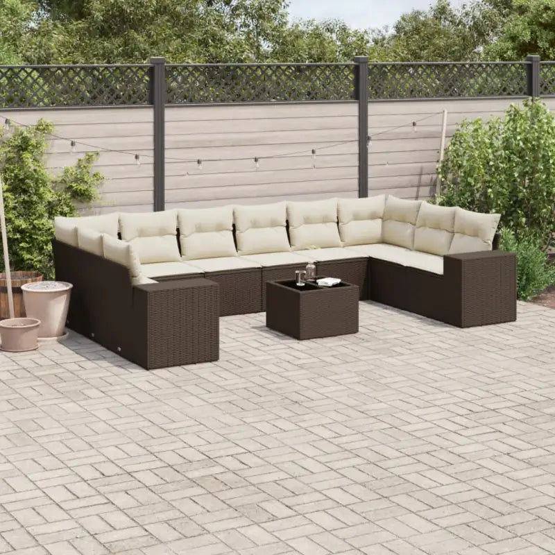 Lounge Tuinset in Beige met Gepoedercoat Staal Afmetingen - Bruin en crème / Zonder tafel - Tuinsets