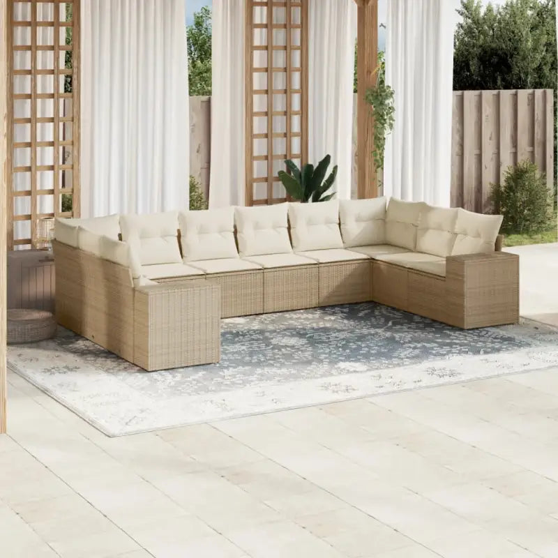 Lounge Tuinset in Beige met Gepoedercoat Staal Afmetingen - Tuinsets