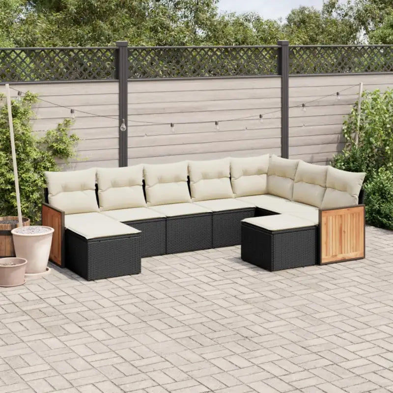 Lounge Tuinset in Beige met Gepoedercoat Staal en Afmetingen - Zwart en crème / Zonder tafel - Tuinsets