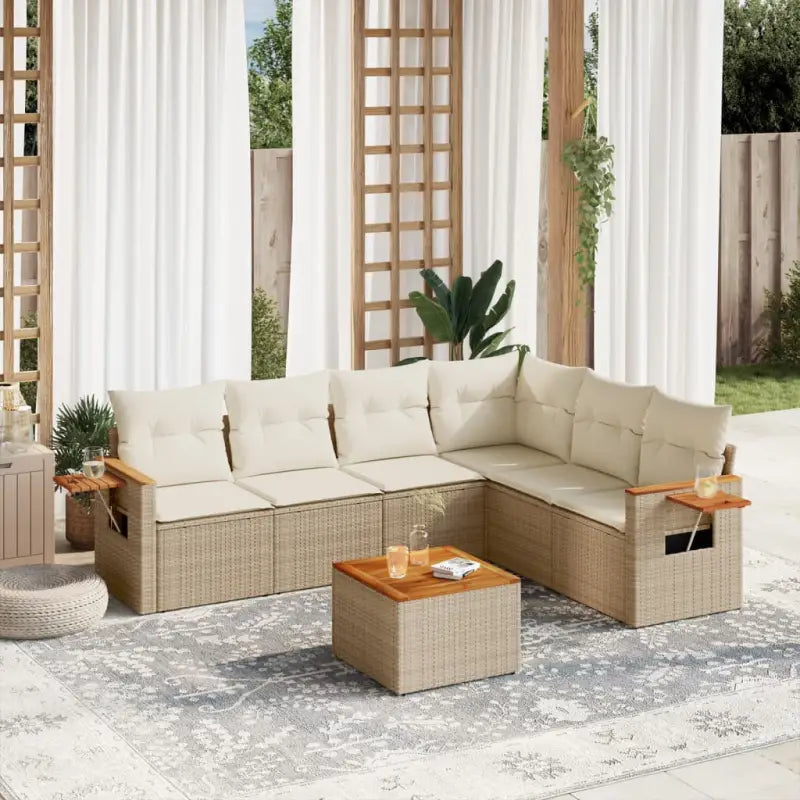 Lounge Tuinset in Beige met Waterdichte Tas en Gepoedercoat Staal - beige en crèmekleurig / Met tafel - Tuinsets