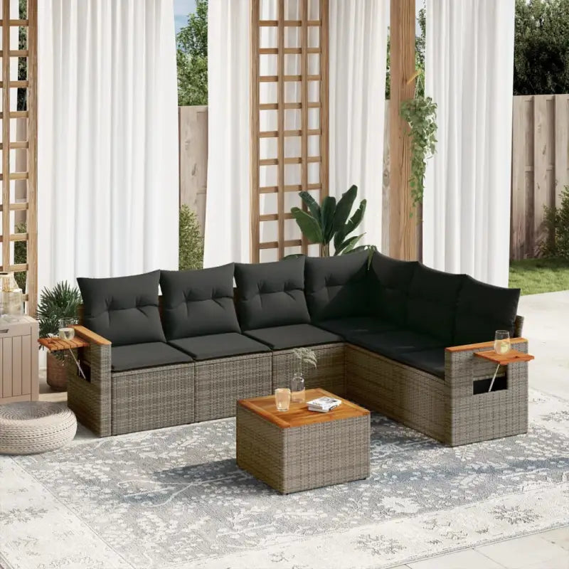 Lounge Tuinset in Beige met Waterdichte Tas en Gepoedercoat Staal - Grijs / Met tafel - Tuinsets