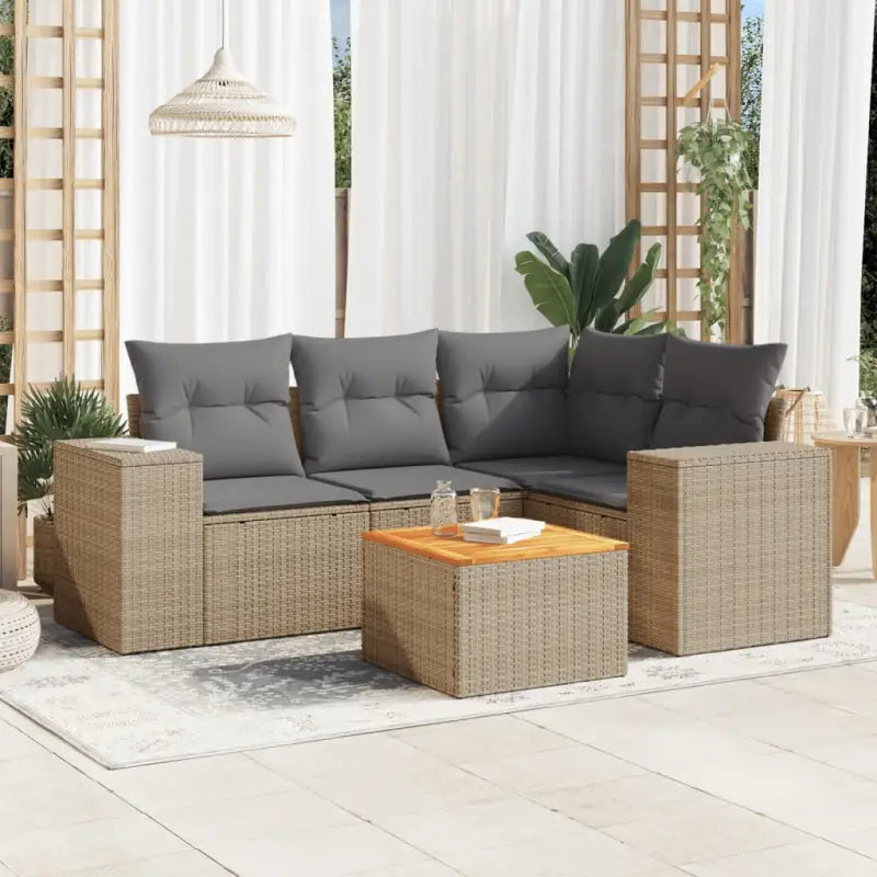 Lounge Tuinset in Beige met Waterdichte Tas en Gepoedercoated Staal - Tuinsets